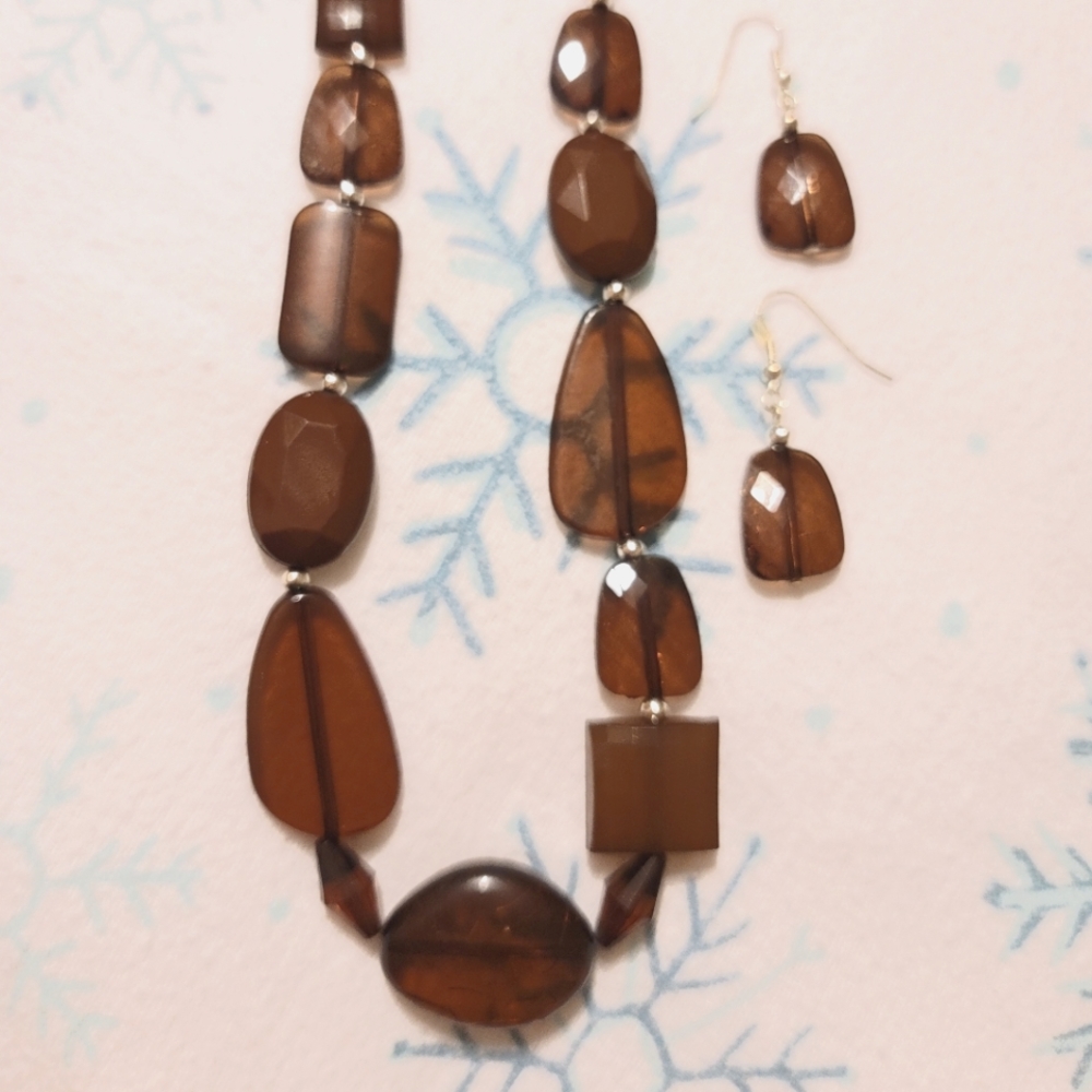 Brown beads Necklace & Earring Set